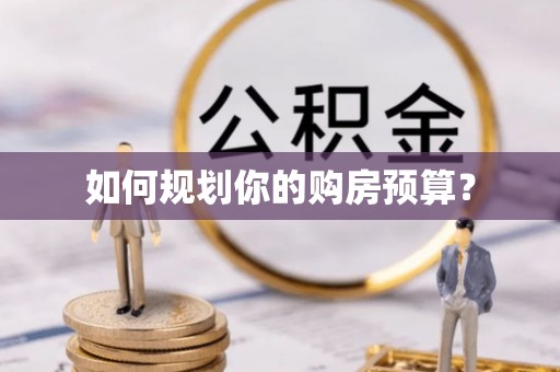 九原如何规划你的购房预算？