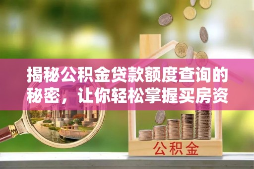 九原揭秘公积金贷款额度查询的秘密，让你轻松掌握买房资金规划